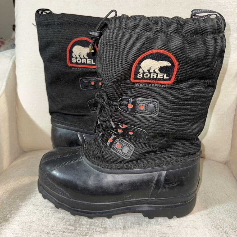Sorel Glacier XT Boots Mens Size 7 Black Red Waterproof Insulated Omniheat Liner